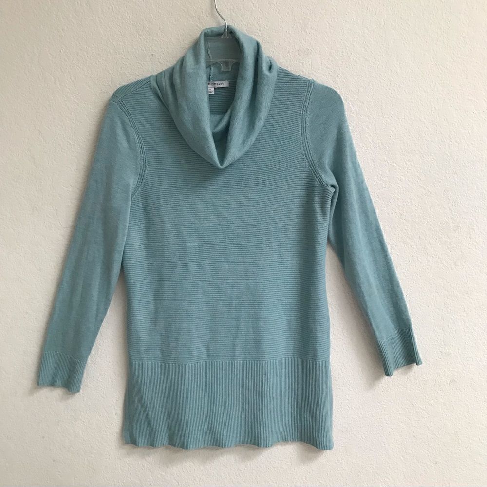 ‎Adrienne Vittadini Aqua cowl neck long sweater M